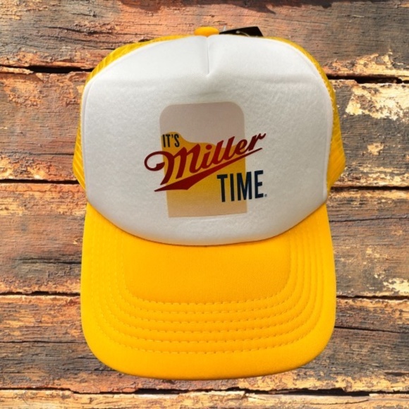 Its Miller Time Yellow and White Trucker Hat - Picture 1 of 1
